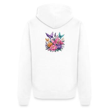 Origami Wings Floral Splendour - Unisex Premium Organic Zip Hoodie - white - Back - Thijin (182cm)