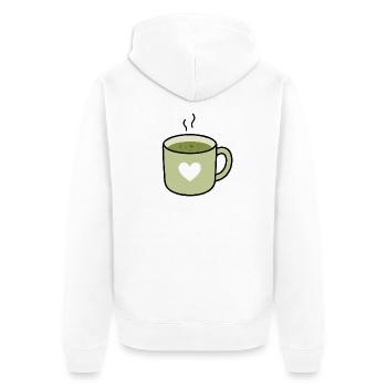 Tasse en forme de cœur au thé matcha Kawaii - Veste à capuche bio Premium Unisexe - blanc - Dos - Thijin (182cm)