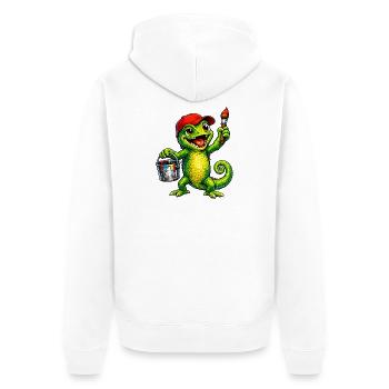 Chamäleon mit Farbe - Unisex Premium Bio Zip Hoodie - Weiß - Hinten - Thijin (182cm)