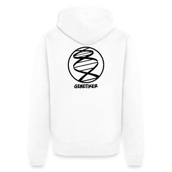 Genetiker - Unisex Premium Bio Zip Hoodie - Weiß - Hinten - Thijin (182cm)