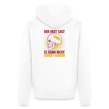 Lustiger Mundharmonika Spieler Der Arzt Sagt Nicht - Unisex Premium Bio Zip Hoodie - Weiß - Hinten - Thijin (182cm)