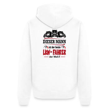Bester LKW Fahrer der Welt Autofahrer Lastwagen - Unisex Premium Bio Zip Hoodie - Weiß - Hinten - Thijin (182cm)