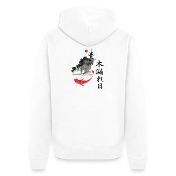 Komorebi Koi im Zen Park - Unisex Premium Bio Zip Hoodie - Weiß - Hinten - Thijin (182cm)