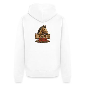Horse Trainer Dad, Rugged Barn Equestrian Father's - Unisex Premium Organic Zip Hoodie - white - Back - Thijin (182cm)