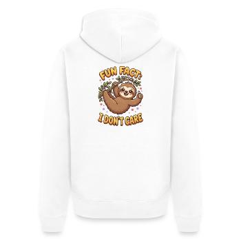 Funny Sarcastic Fun Fact I Don't Care - Unisex Premium Organic Zip Hoodie - white - Back - Thijin (182cm)