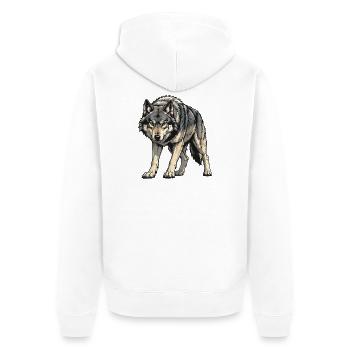 Gray Wolf Illustration - Unisex Premium Organic Zip Hoodie - white - Back - Thijin (182cm)