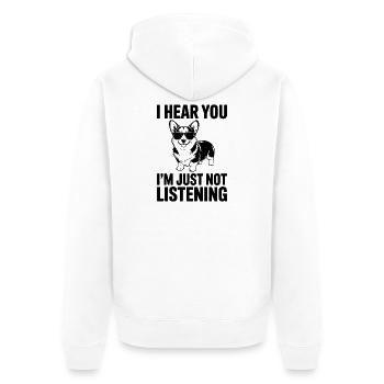 Welsh Corgi Cardigan Sprüche Lustig Corgi Geschenk - Unisex Premium Bio Zip Hoodie - Weiß - Hinten - Thijin (182cm)