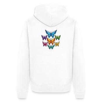 Geometric Butterflies Color Palette - Unisex Premium Organic Zip Hoodie - white - Back - Thijin (182cm)