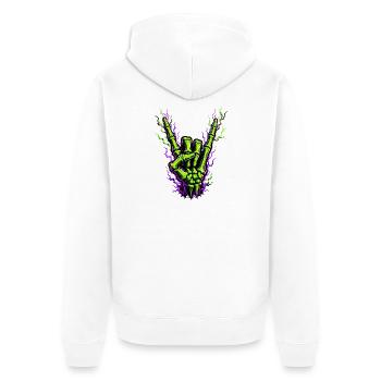 Panneau de jupe de main squelette néon - Veste à capuche bio Premium Unisexe - blanc - Dos - Thijin (182cm)