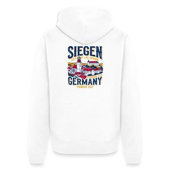 Vintage Siegen Allemagne City Of The Crown - Veste à capuche bio Premium Unisexe - blanc - Dos - Thijin (182cm)