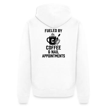 Coffee Nails Nail Design - Unisex Premium Organic Zip Hoodie - white - Back - Thijin (182cm)