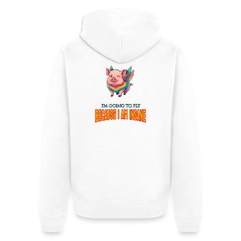Je vais prendre l’avion parce que je suis fou - Veste à capuche bio Premium Unisexe - blanc - Dos - Thijin (182cm)