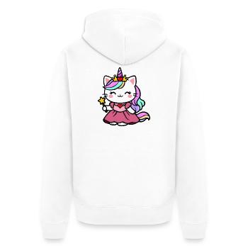 Cat Unicorn Princess - Unisex Premium Organic Zip Hoodie - white - Back - Thijin (182cm)