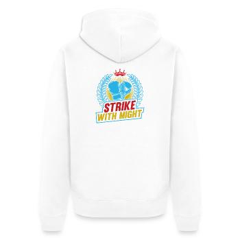 Strike With Might Gloves Boxing Gloves - Unisex Premium Organic Zip Hoodie - white - Back - Thijin (182cm)