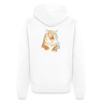 Tiger - Unisex Premium Organic Zip Hoodie - white - Back - Thijin (182cm)