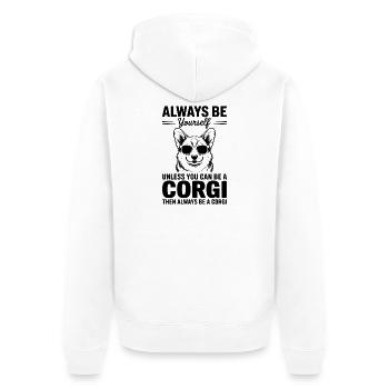 Welsh Corgi Cardigan Sprüche Lustig Corgi Geschenk - Unisex Premium Bio Zip Hoodie - Weiß - Hinten - Thijin (182cm)