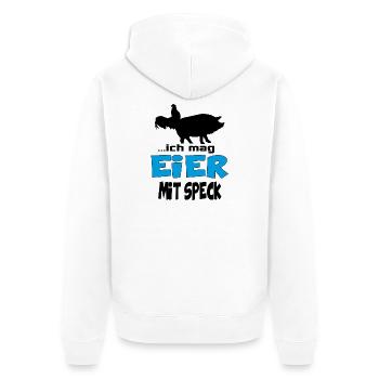 Ich mag Eier mit Speck Huhn Schwein Bauer Tiere - Unisex Premium Bio Zip Hoodie - Weiß - Hinten - Thijin (182cm)