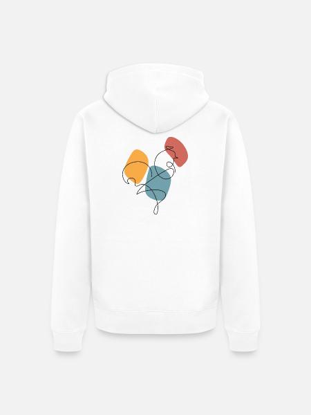 Lineart Hahn mit Farbunterlegung - Unisex Premium Bio Zip Hoodie - Weiß