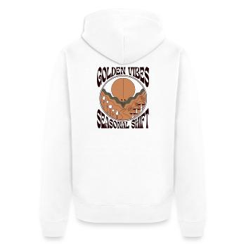 Coucher de soleil des Vibrations Dorées - Veste à capuche bio Premium Unisexe - blanc - Dos - Thijin (182cm)