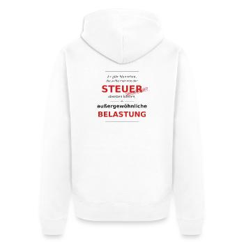 Steuer Spruch - Steuer absetzen - Unisex Premium Bio Zip Hoodie - Weiß - Hinten - Thijin (182cm)