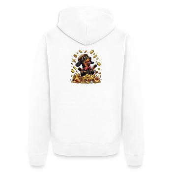 Teckel Deluxe Trésor d’Or - Veste à capuche bio Premium Unisexe - blanc - Dos - Thijin (182cm)