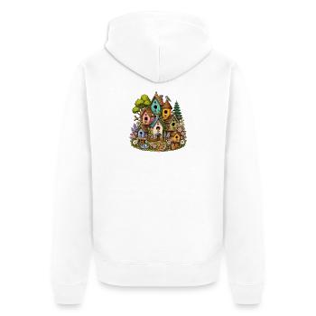 Nature sauvage colorée de mangeoires à oiseaux - Veste à capuche bio Premium Unisexe - blanc - Dos - Thijin (182cm)