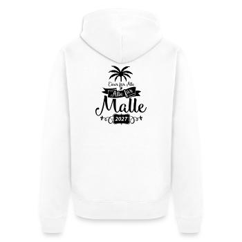 Einer Für alle Malle - Unisex Premium Bio Zip Hoodie - Weiß - Hinten - Thijin (182cm)