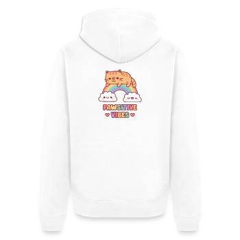 Un chat tigré mignon sur l’ambiance Rainbow Pawsitive - Veste à capuche bio Premium Unisexe - blanc - Dos - Thijin (182cm)
