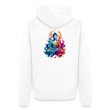 Éclaboussure de couleurs de la méditation du Bouddha - Veste à capuche bio Premium Unisexe - blanc - Dos - Thijin (182cm)