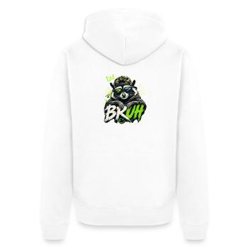 Bruh Waschbär Cooler Graffiti Streetwear Style - Unisex Premium Bio Zip Hoodie - Weiß - Hinten - Thijin (182cm)