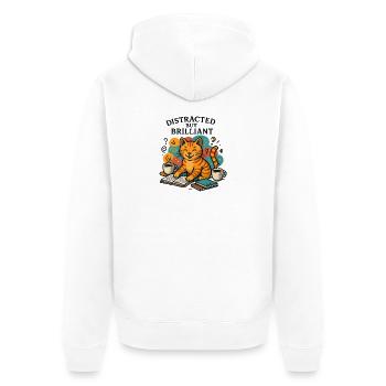 Ablenkung aber brillant Katzenstudium - Unisex Premium Bio Zip Hoodie - Weiß - Hinten - Thijin (182cm)