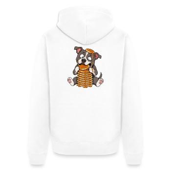 Pitbull avec des pancakes dessin animé drôle - Veste à capuche bio Premium Unisexe - blanc - Dos - Thijin (182cm)