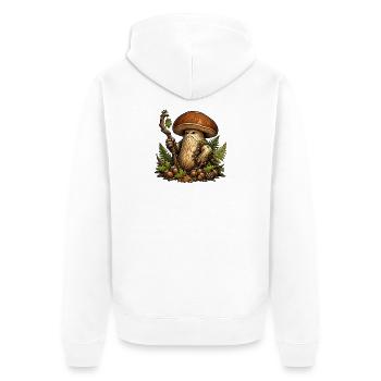 Mooshroom Wächter des Waldes - Unisex Premium Bio Zip Hoodie - Weiß - Hinten - Thijin (182cm)
