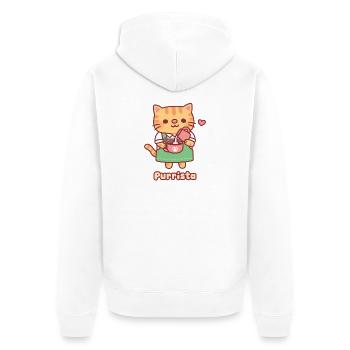 Chat roux mignon Barista Purrista - Veste à capuche bio Premium Unisexe - blanc - Dos - Thijin (182cm)