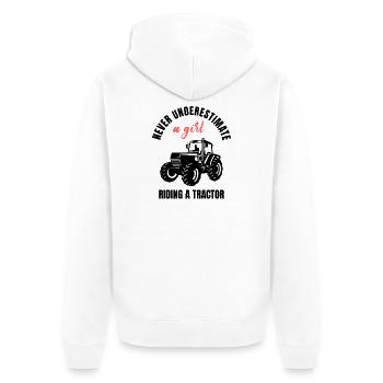 Tractor Girl Power - Unisex Premium Organic Zip Hoodie - white - Back - Thijin (182cm)
