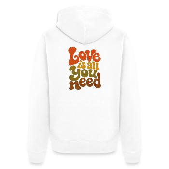 Liebe ist alles, was du brauchst Retro - Unisex Premium Bio Zip Hoodie - Weiß - Hinten - Thijin (182cm)