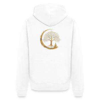 Goldener Lebensbaum Mond Meditation Spiritualität - Unisex Premium Bio Zip Hoodie - Weiß - Hinten - Thijin (182cm)