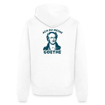 Ach du meine Goethe  Literatur Wortspiel Humor - Unisex Premium Bio Zip Hoodie - Weiß - Hinten - Thijin (182cm)