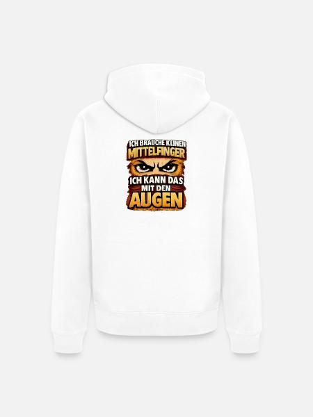 Augen statt Mittelfinger Spruch - Unisex Premium Bio Zip Hoodie - Weiß