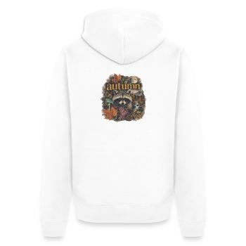 Tee de la forêt de ratons laveurs d’automne - Veste à capuche bio Premium Unisexe - blanc - Dos - Thijin (182cm)