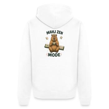Mahjong Mahj Zen Mode Capybara - Veste à capuche bio Premium Unisexe - blanc - Dos - Thijin (182cm)