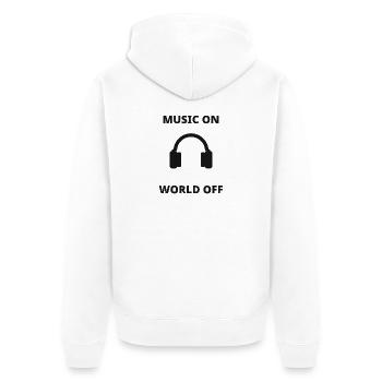Musique allumée - Monde éteint - La musique, c’est la vie - Veste à capuche bio Premium Unisexe - blanc - Dos - Thijin (182cm)