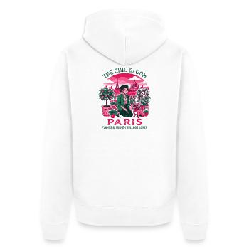 La plante Chic Bloom Paris et le bouledogue français - Veste à capuche bio Premium Unisexe - blanc - Dos - Thijin (182cm)