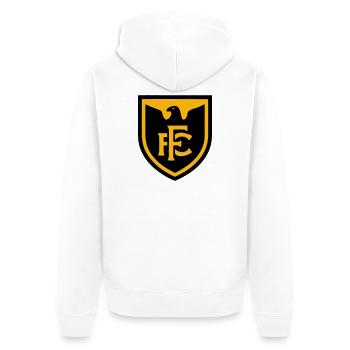 Adler FC Fussball Wappen Logo - Unisex Premium Bio Zip Hoodie - Weiß - Hinten - Thijin (182cm)
