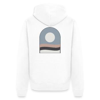 Mond auf pastellfarbenen Dünen - Unisex Premium Bio Zip Hoodie - Weiß - Hinten - Thijin (182cm)
