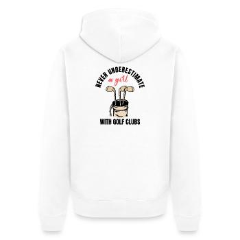 Golf Girl Power - Unisex Premium Bio Zip Hoodie - Weiß - Hinten - Thijin (182cm)