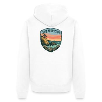 Vintage Cliff and Ocean Motivationspatch - Unisex Premium Bio Zip Hoodie - Weiß - Hinten - Thijin (182cm)