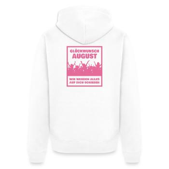 Kollege August - Unisex Premium Bio Zip Hoodie - Weiß - Hinten - Thijin (182cm)