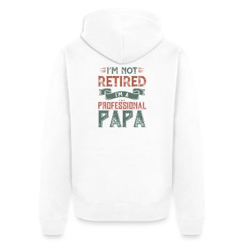Professioneller Papa nicht im Ruhestand - Unisex Premium Bio Zip Hoodie - Weiß - Hinten - Thijin (182cm)