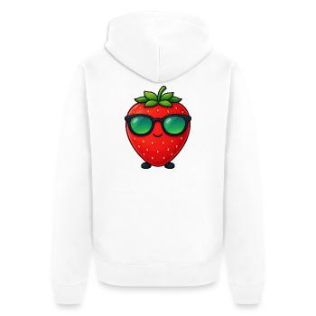 Kawaii Fraise avec lunettes de soleil Minimalisme - Veste à capuche bio Premium Unisexe - blanc - Dos - Thijin (182cm)